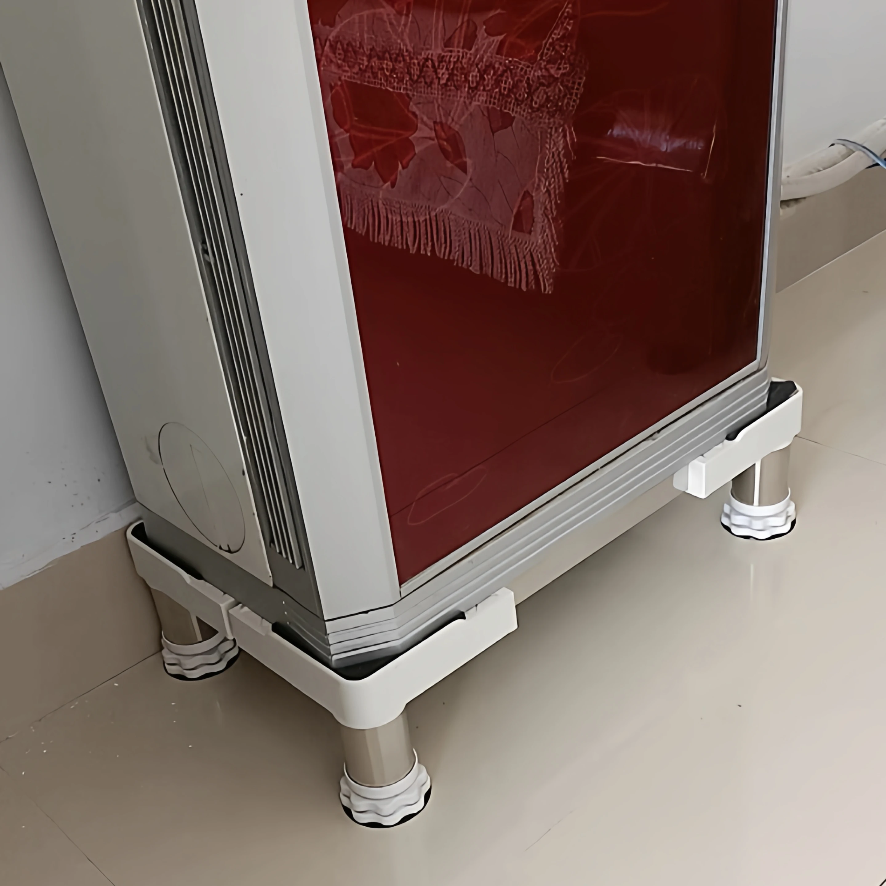 ステンレス鋼エアコンベーススタンド屋内キャビネットマシン垂直高さ調整フットパッド排水穴高さ調節可能な収納ラック