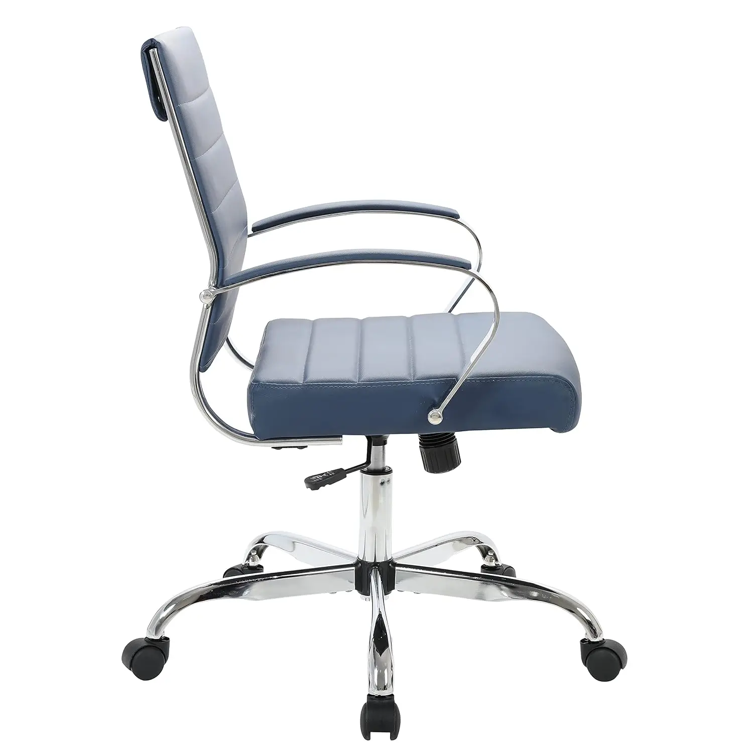Mid-Back Leather Office Chair Ergonomic Swivel Lumbar Support Adjustable Height Tilt Lock Cushioned Home Task Navy, Customized