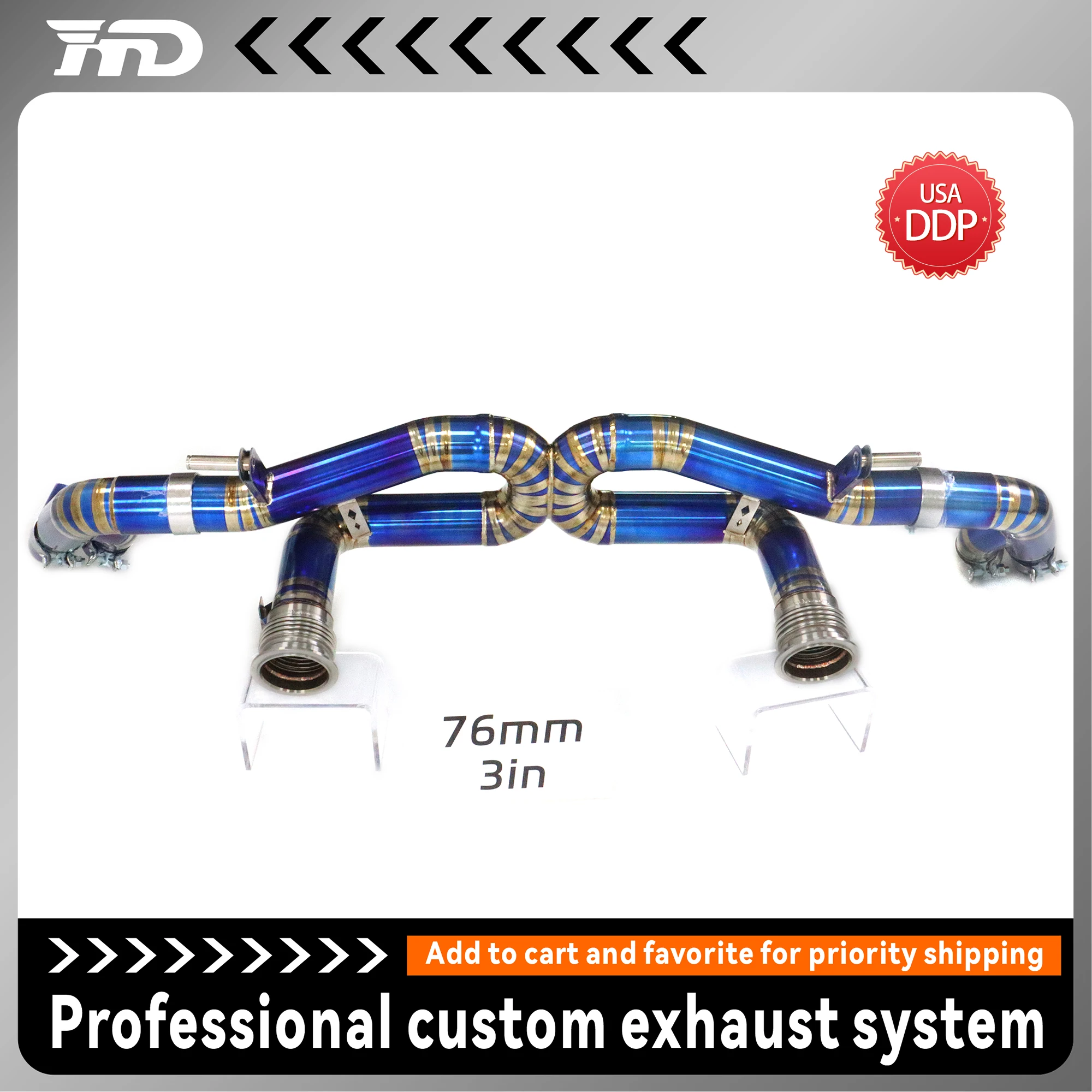 

Titanium alloy exhaust system high performance catback, for Audi R8 V10 HMD, no valve, dual exhaust