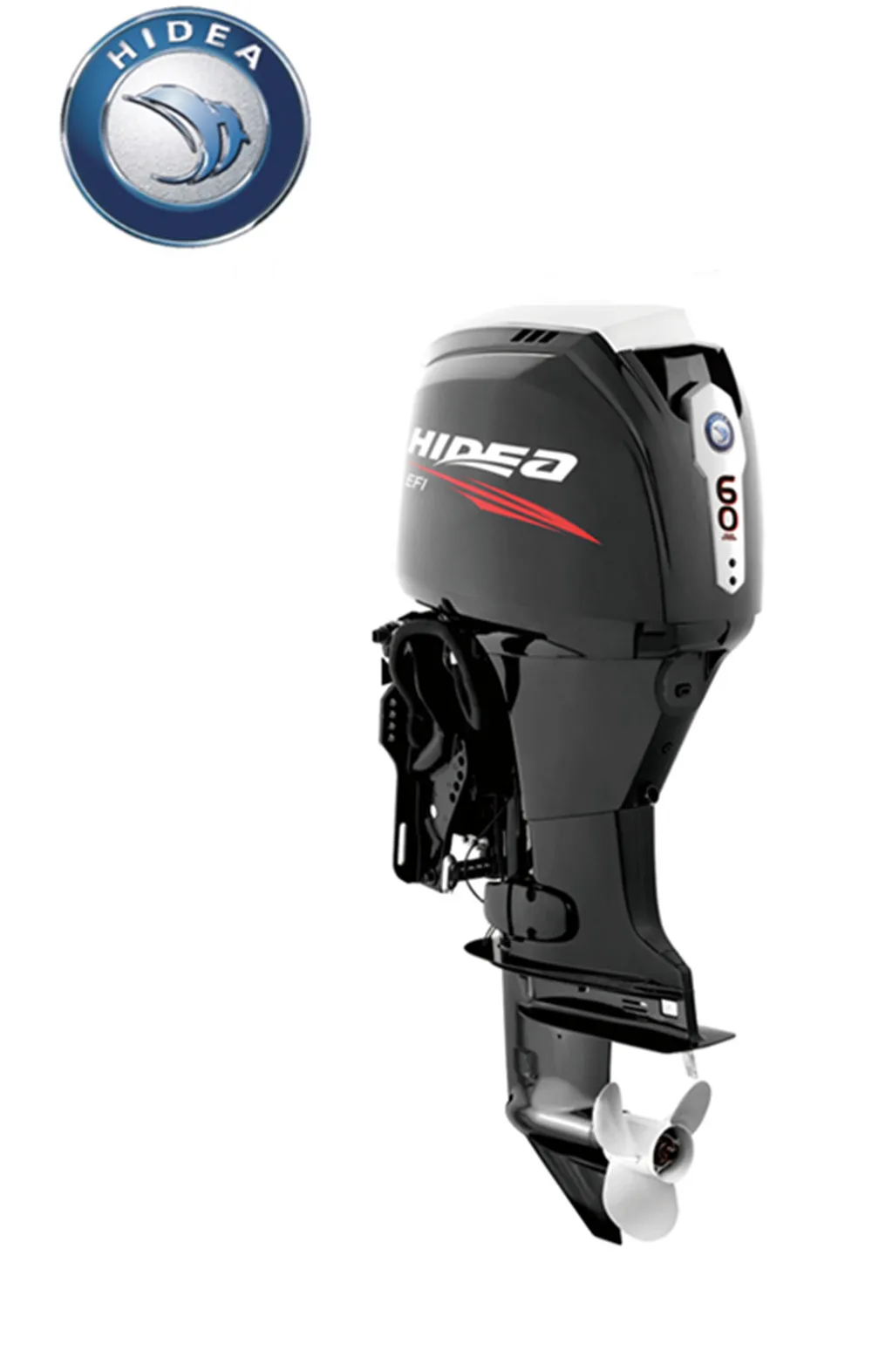 HIDEA Outboard Motor EFI Series 4-Stroke 60Hp Four-Cylinder Electric Starter,Remote Control,Power Lift,996CC,44.1KW Boat Engine