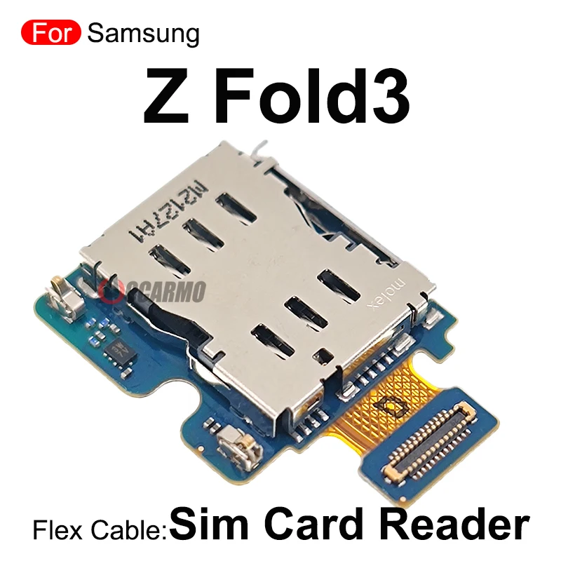 1Pcs For Samsung Galaxy Z Fold 3 Fold3 SM-F926 SIM Card Reader Holder Module With Flex Cable Replacement Repair Part