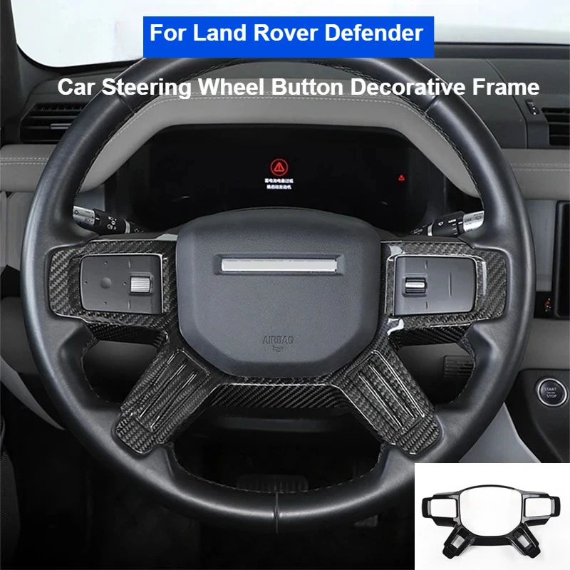

For Land Rover Defender 90 110 2020-2025 Car Steering Wheel Button Decoration Frame Carbon Fiber Modification Sticker Accessory