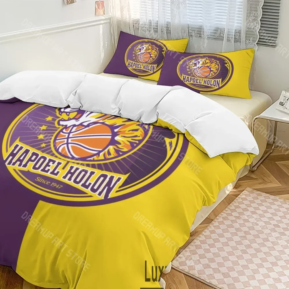 

Комплект постельного белья Hapoel Holon Basketball с 3D принтом Twin Queen King, полноразмерный пододеяльник, наволочка, кровать для мальчиков и девочек, домашний текстиль для взрослых