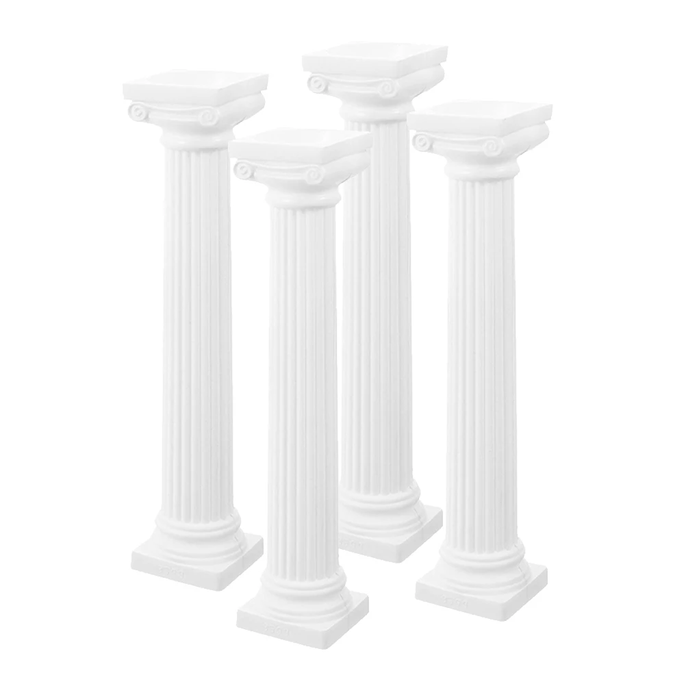

4 Pcs Roman Column Decoration Mini Pillar Party Landscaping Decorations House Miniature Home Statues Plastic Wedding