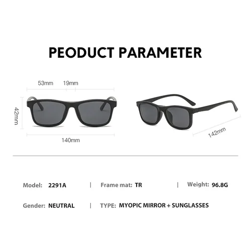 Imagen 2 del producto VCKA-gafas de sol polarizadas intercambiables cinco en uno para hombre y mujer, lentes de doble capa con manga magnética de doble propósito, a la moda