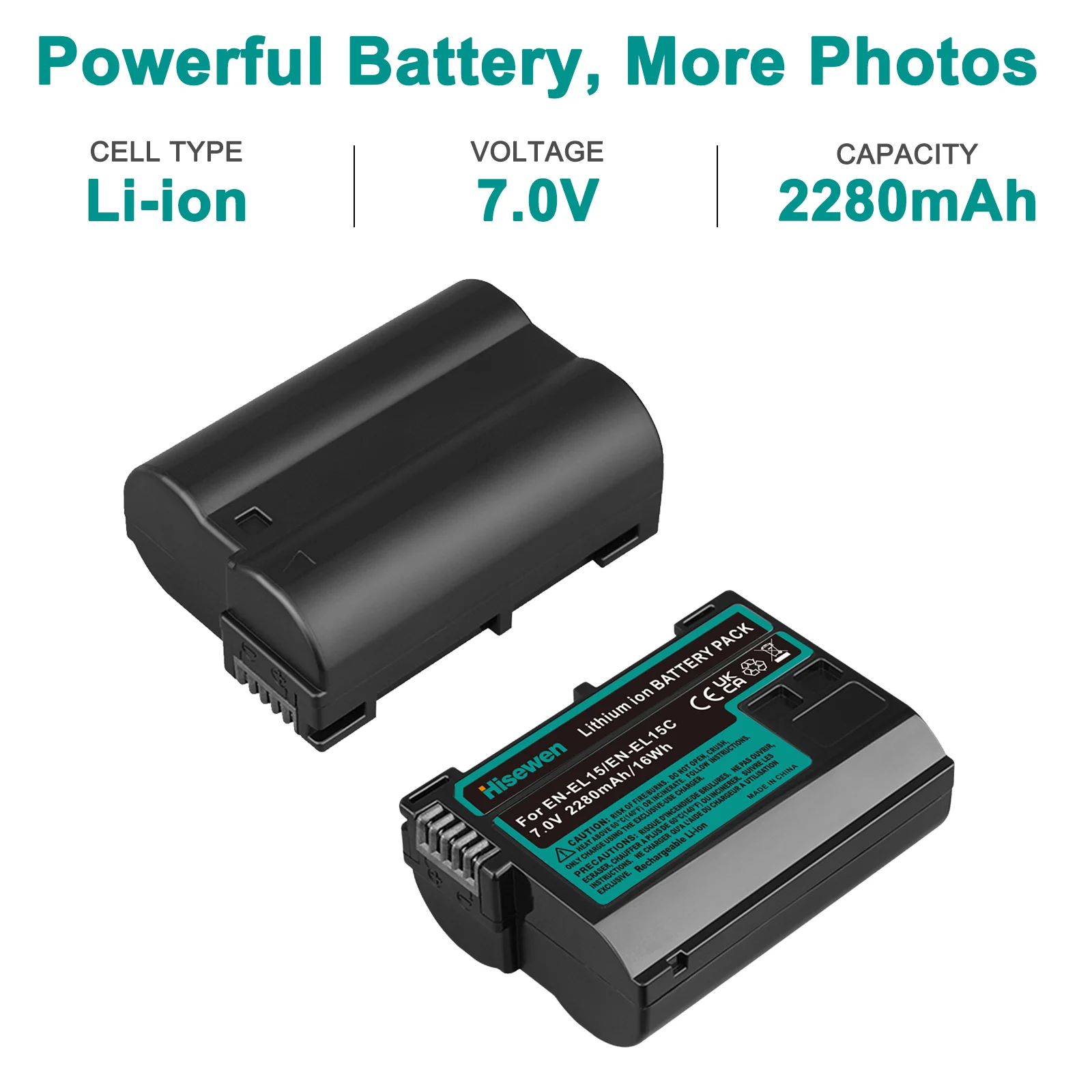 2280mAh EN-EL15C EL15 Zamiennik akumulatora litowo-jonowego do aparatu Nikon Z5 Z6 Z6 II Z7 Z8 Z7II D600 D610 D600E D800 D800E D810 D850