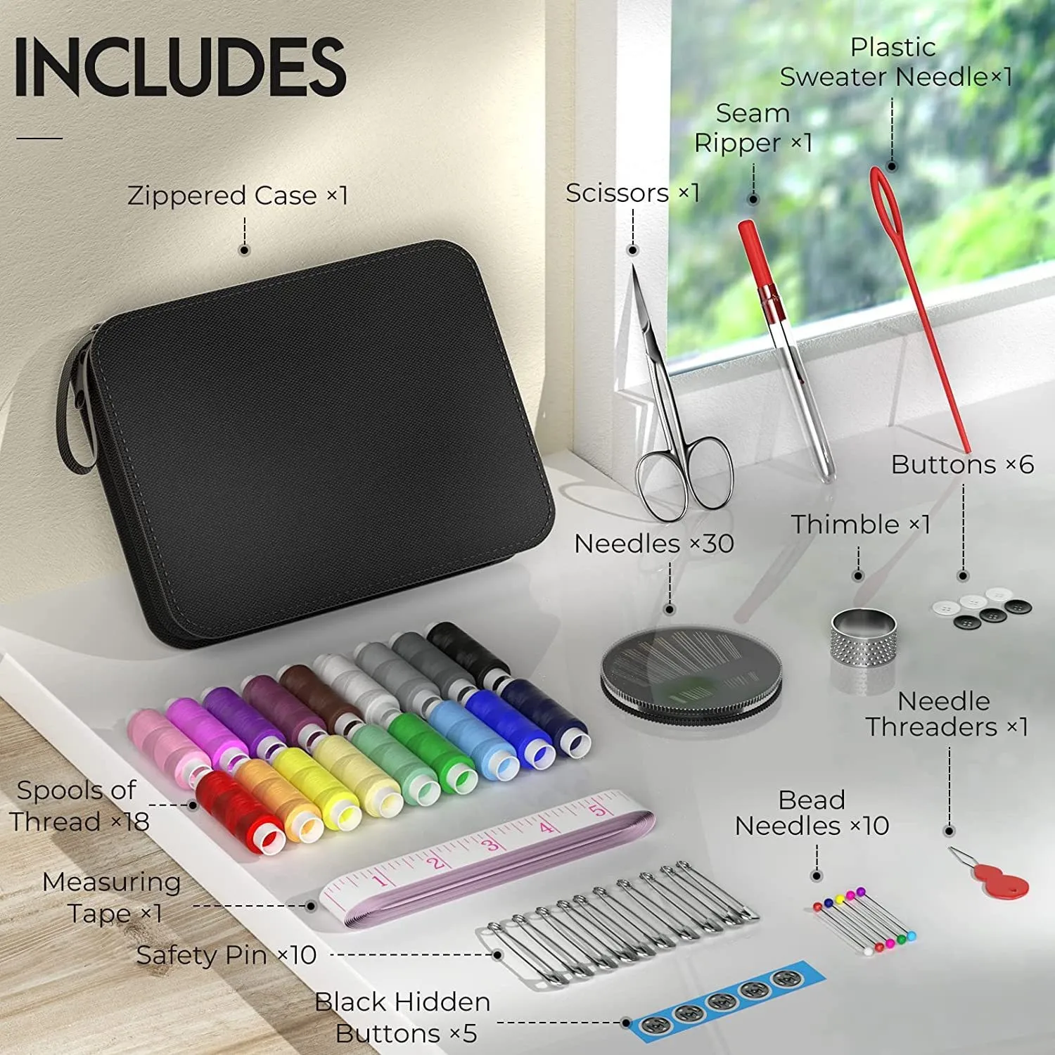 Portable Travel Sewing Kit with Needles Threads Scissors Pins Tape Measure Storage Bags DIY Embroidery Handwork Sewing Box Set