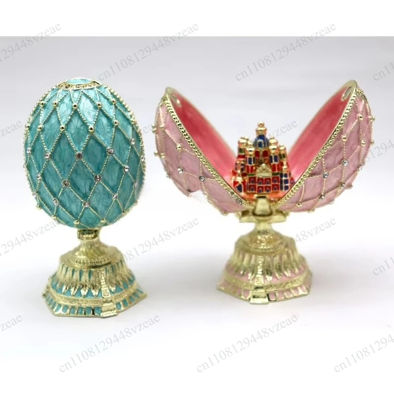 Egg Hinged Enameled Jewelry Box birthday gift for family Russia Easter Egg Style Trinket box Hinged Hand Painted Faberge