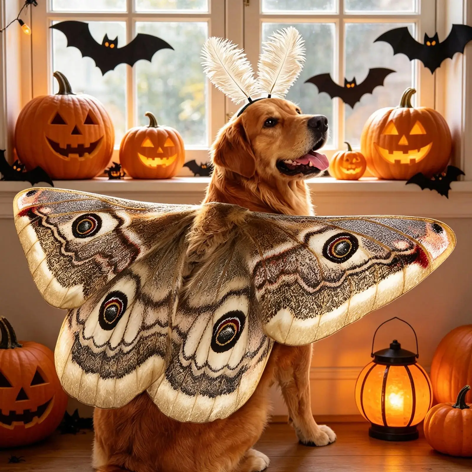 Disfraz de gusano de Halloween para perro con diadema y alas, para fiestas de gatos, cachorros de razas pequeñas, medianas y grandes, cumpleaños y días festivos