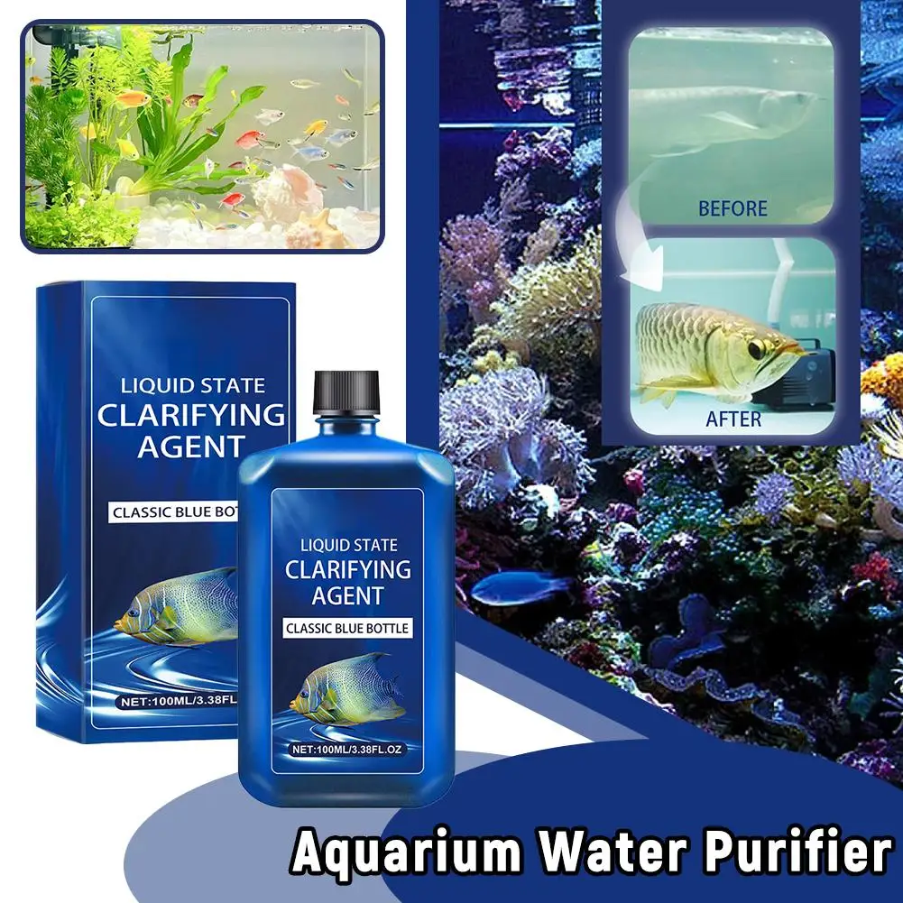 Purificador de Agua para Acuarios, Clarificador de Agua para Peceras, Eliminador de Manchas Amarillas de Acción Rápida, Acondicionador de Agua para Peceras