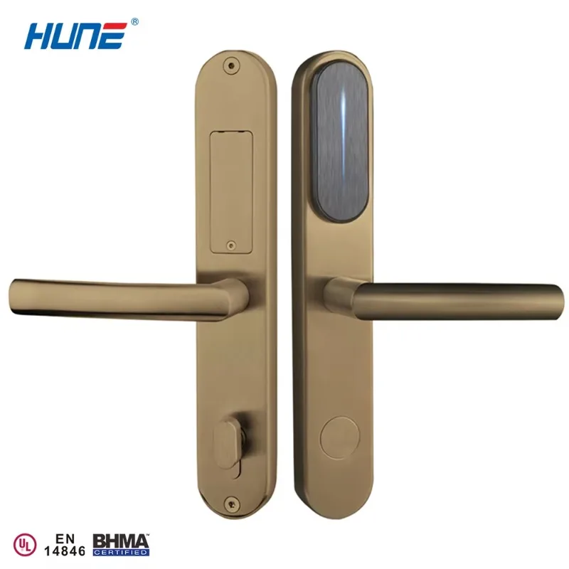 

[2026]HUNE SDK API RFID Card Stylish Electronic Door Handle Keyless Entry Smart Stainless Steel IP65 Waterproof Hotel Wireless N