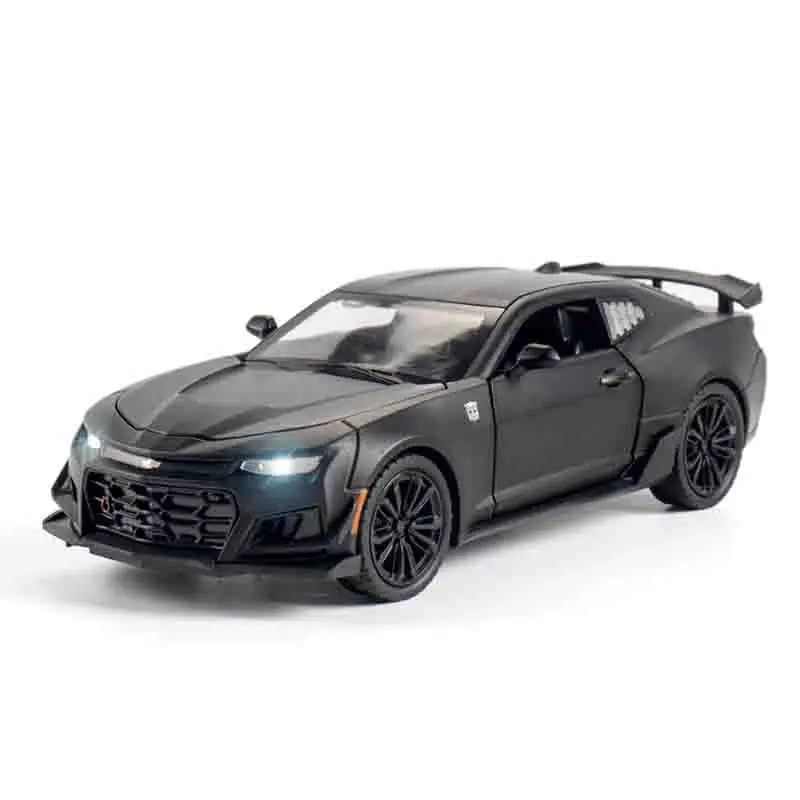 Modelo de coche deportivo Camaro fundido a presión de aleación 1:24, vehículo de juguete, simulación de sonido, luz, colección de juguetes para niños, regalos