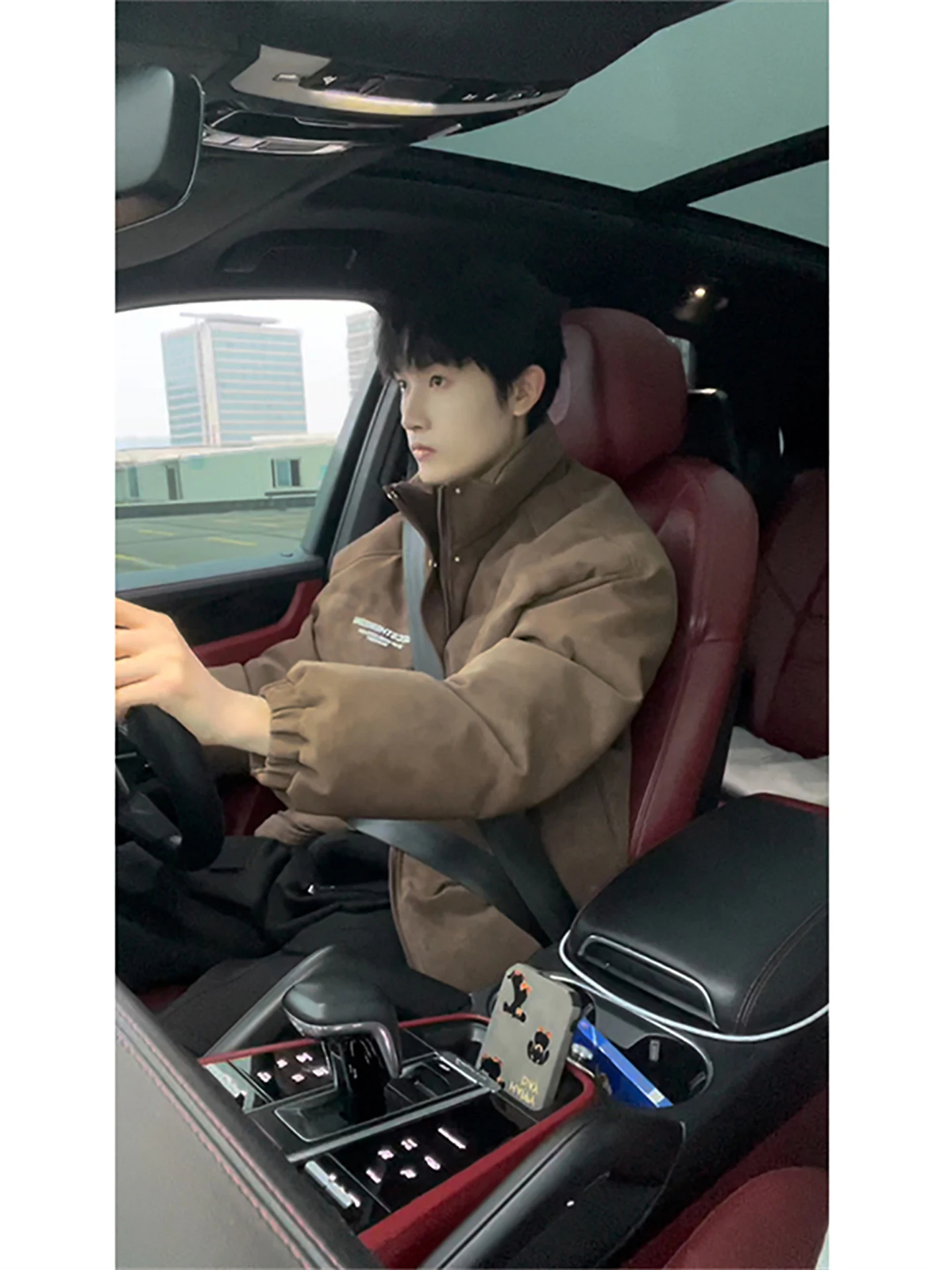 American Retro ort Thiened Stand Collar Men's down Jaet Faux Leather Coating Warm Outdoor Daily Wear Winter Coat