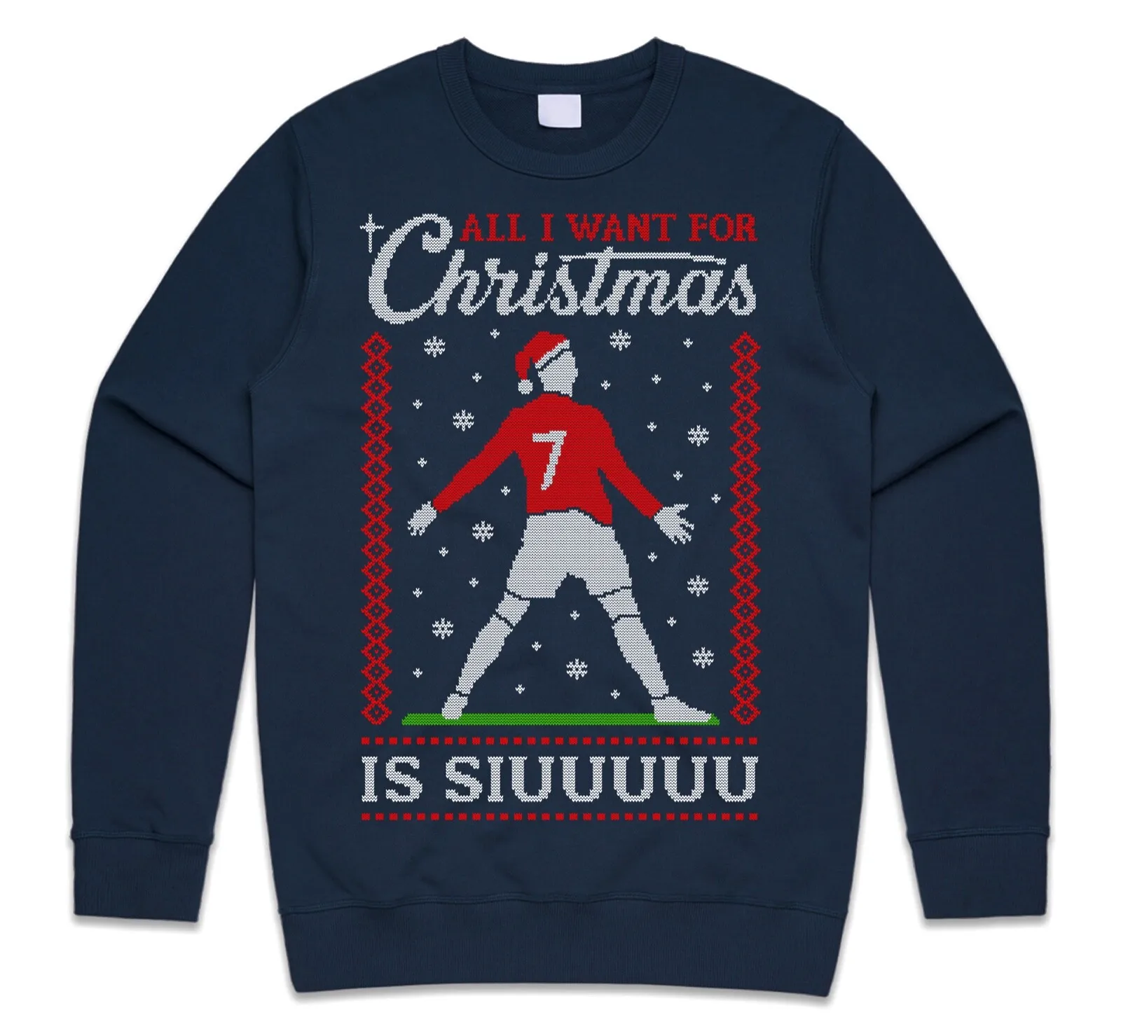 كل ما أريده عيد الميلاد هو Siu البلوز البلوز عيد الميلاد رونالدو البرتغال Siuuu Siuu موضة مضحك قميص كرة القدم #3