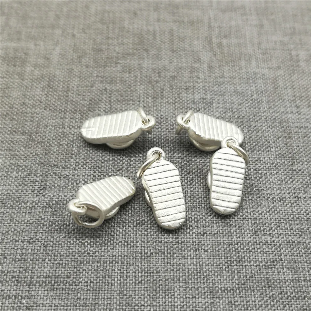 2 Pieces Lightweight Flip Flop Slipper Shoe Charms in 925 Sterling Silver