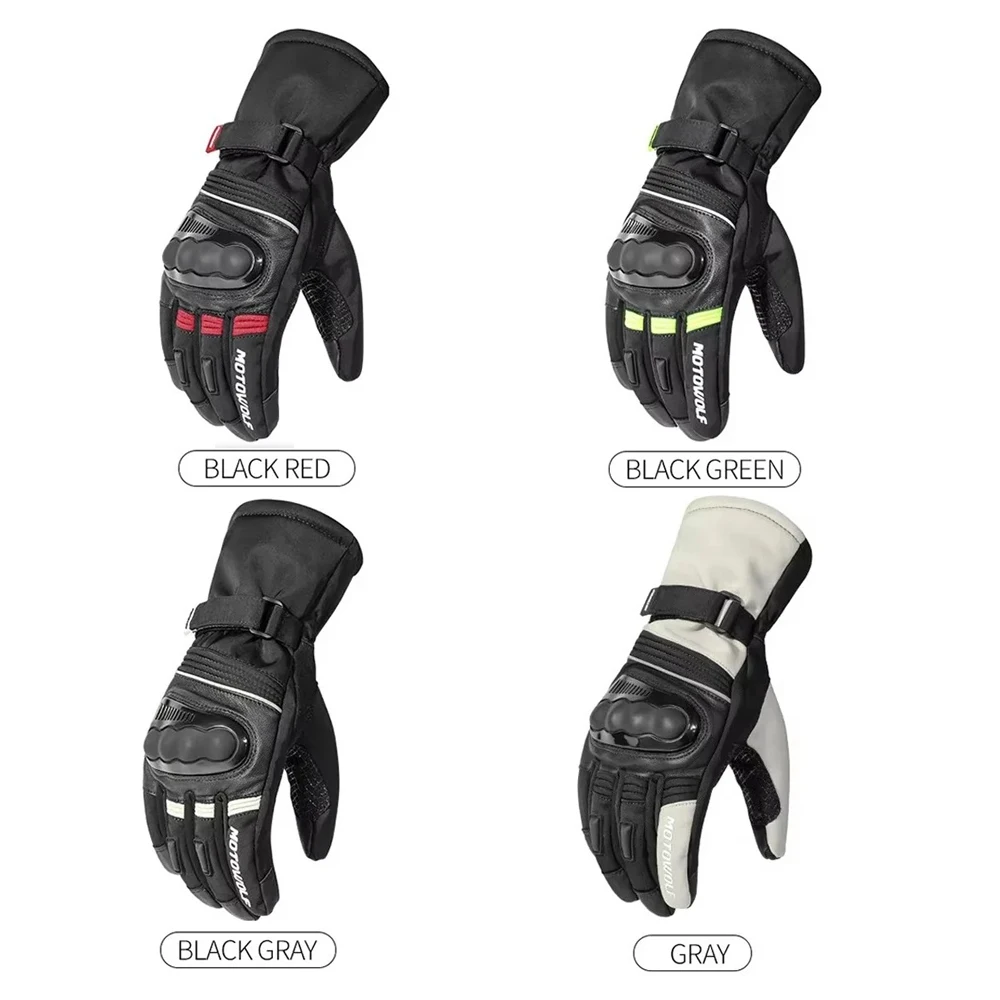 Motowolf Motorcycle Gloves Winter Windproof Thermal Gloves for Men Women Fleece Leather Touch Screen Biker Motorcyclist Gloves