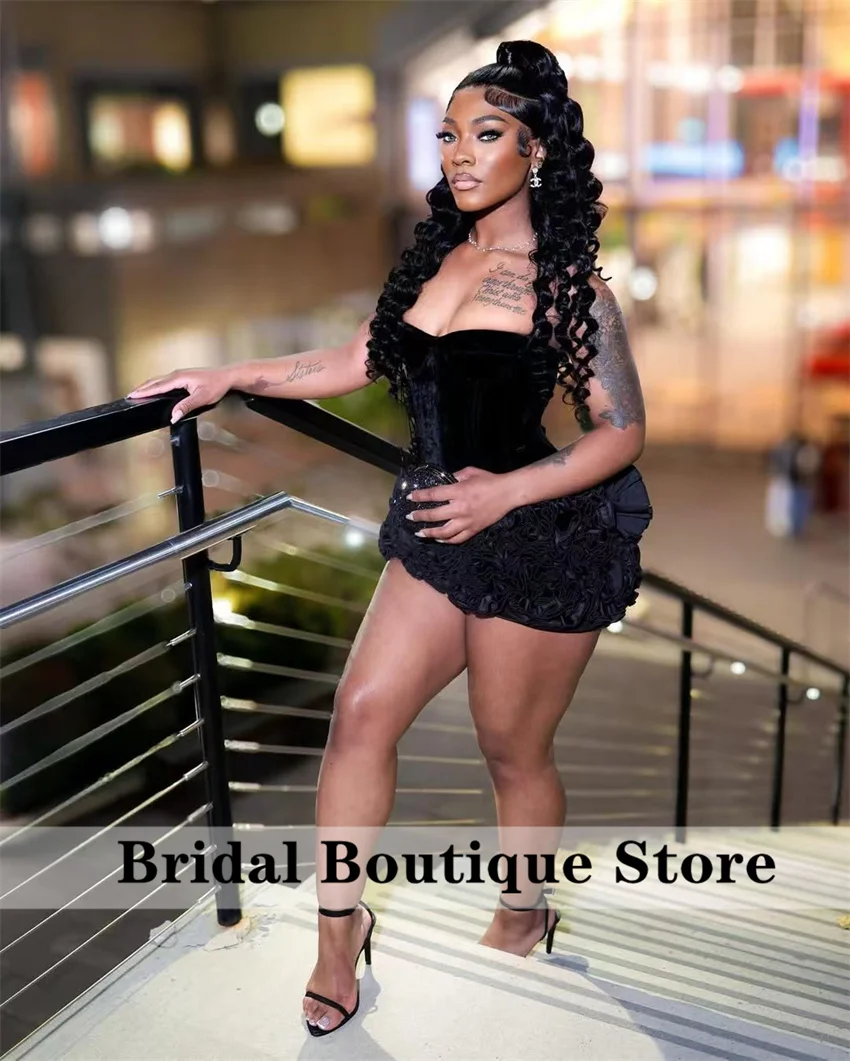 Robe de Soirée Noire de Luxe à Bretelles et Volants, Tenue de Cocktail, Gala, Zone Senior, Dos à Lacets, Personnalisée, 2025