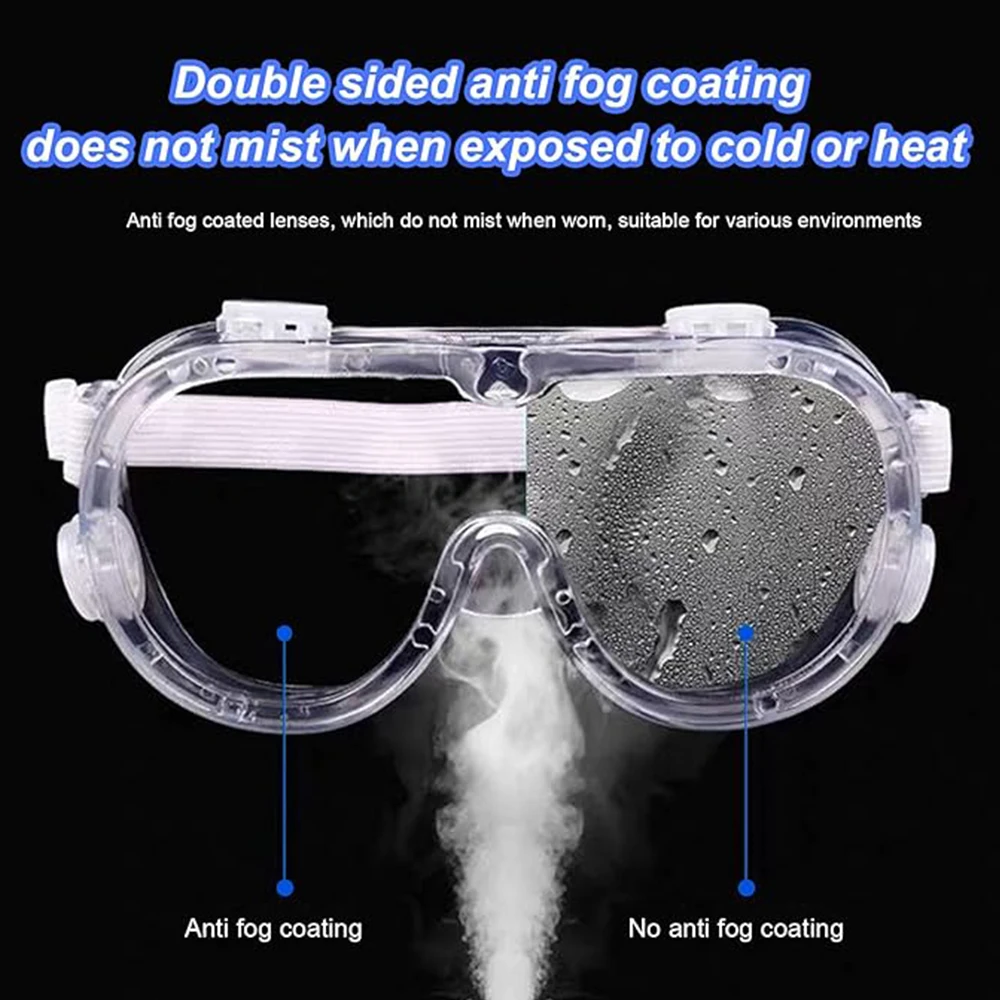 Anti-Fog Protective Safety Goggles Clear Lens Wide-Vision Adjustable Chemical Splash Eye Protection Soft Lightweight Eyewear