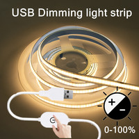 LED COB Light Strip Touch Dimmer Flexible Diode Tape 5V USB Linear Indoor Lighting Lamp Room DIY TV Mirror Backlight Decor