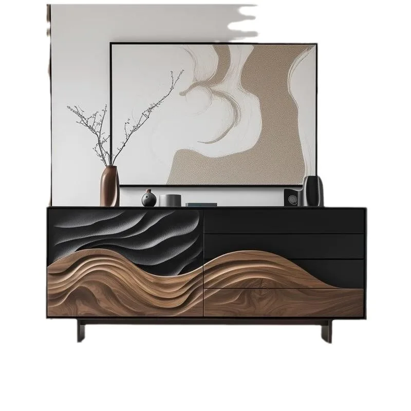 Italian minimalist paint dining side cabinet, new Chinese solid wood porch cabinet