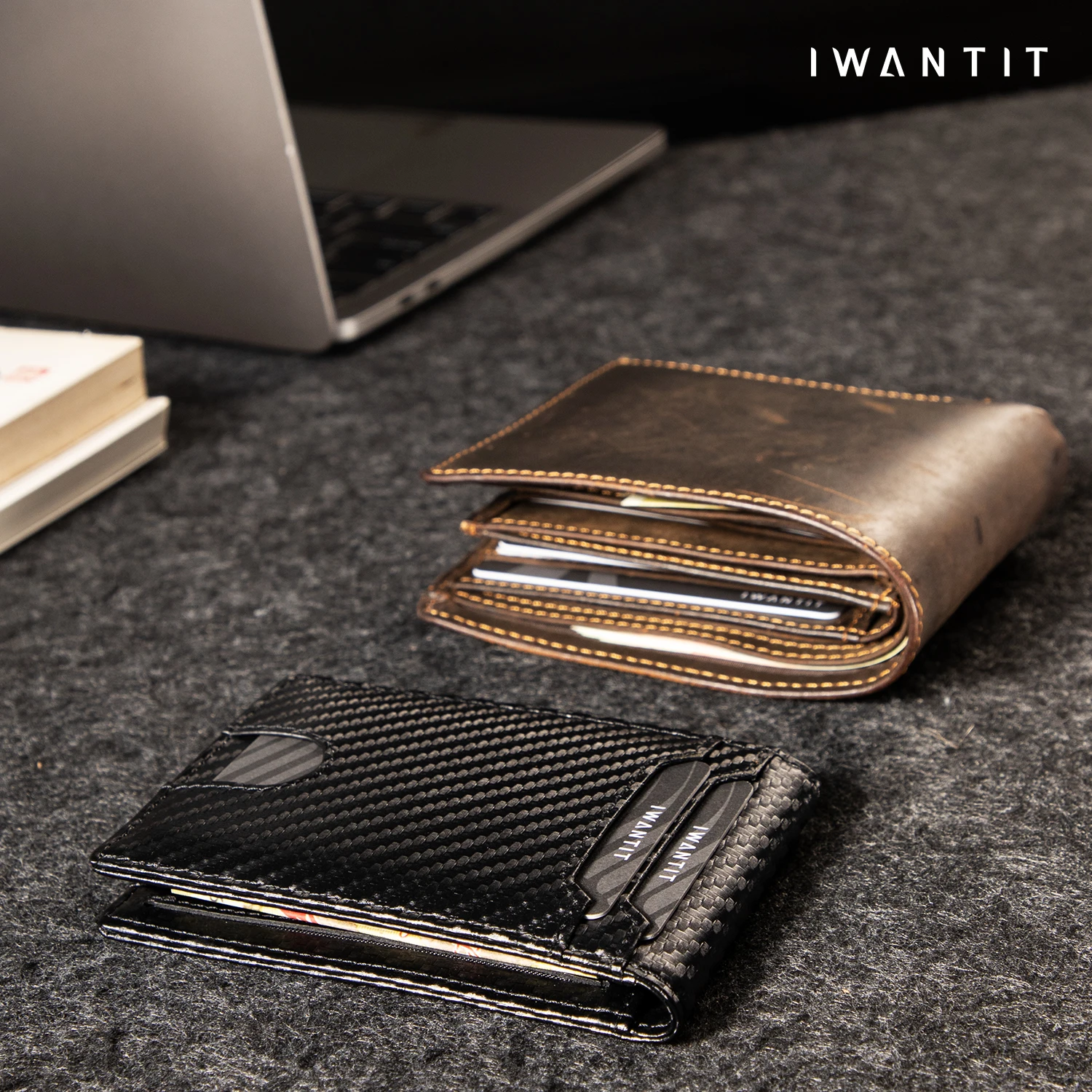 IWANTIT Leather Card Wallet for Men & Women | 5 Static + 1 Elastic Slots (6-Card Capacity) | RFID-Blocking Flip Design