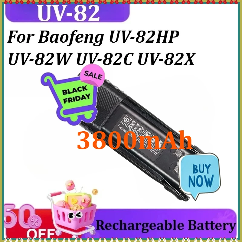 

For Baofeng UV-82HP UV-82W UV-82X UV89 UV-82C UV8D Radio Accessory 3800mAh UV-82 Walkie Talkie Battery Type-C Charge Rechargable