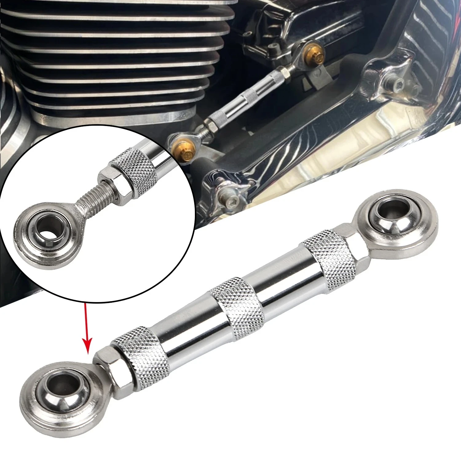 Chrome Motorcycle Fit For Harley Softail Dyna FXDB FXDC FXDL FXLR Front CNC Aluminum Mid Control Gear Shift Linkage Link