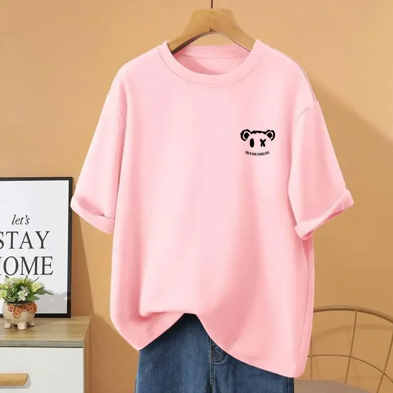 

Women Fashion Comfortable Breathable T-shirt Summer Cartoon Printed O-neck Loose Casual Cotton Short Sleeve Top Tee