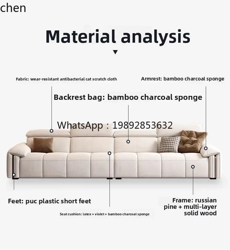 AB كريم نمط الإنترنت المشاهير مزدوجة مستقيم أريكة قماش غرفة المعيشة الحديثة بسيطة التكنولوجيا أريكة قماش #4