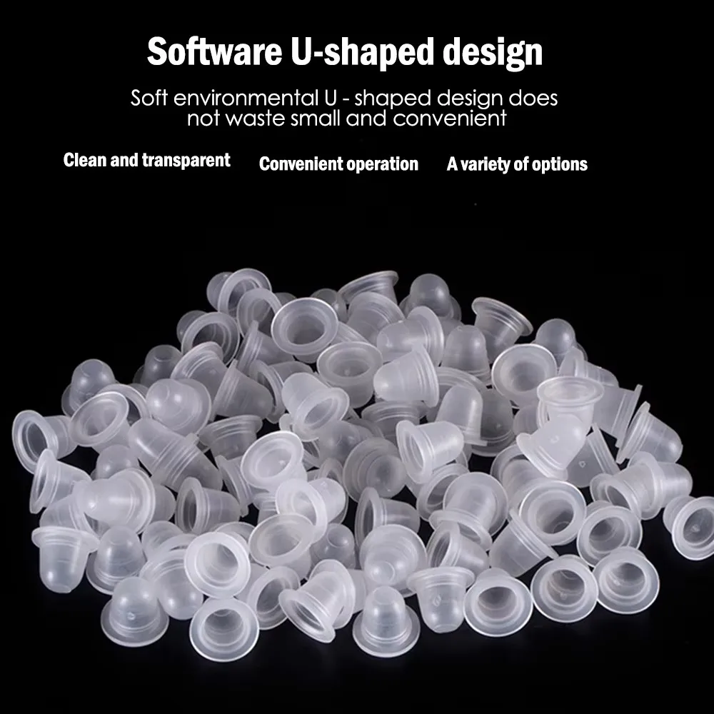 1000/500/100 قطعة سيليكون الوشم الحبر الكؤوس المتاح الوشم الحبر قبعات الوشم الصباغ الحاويات ل تجميل دائم اكسسوارات #6