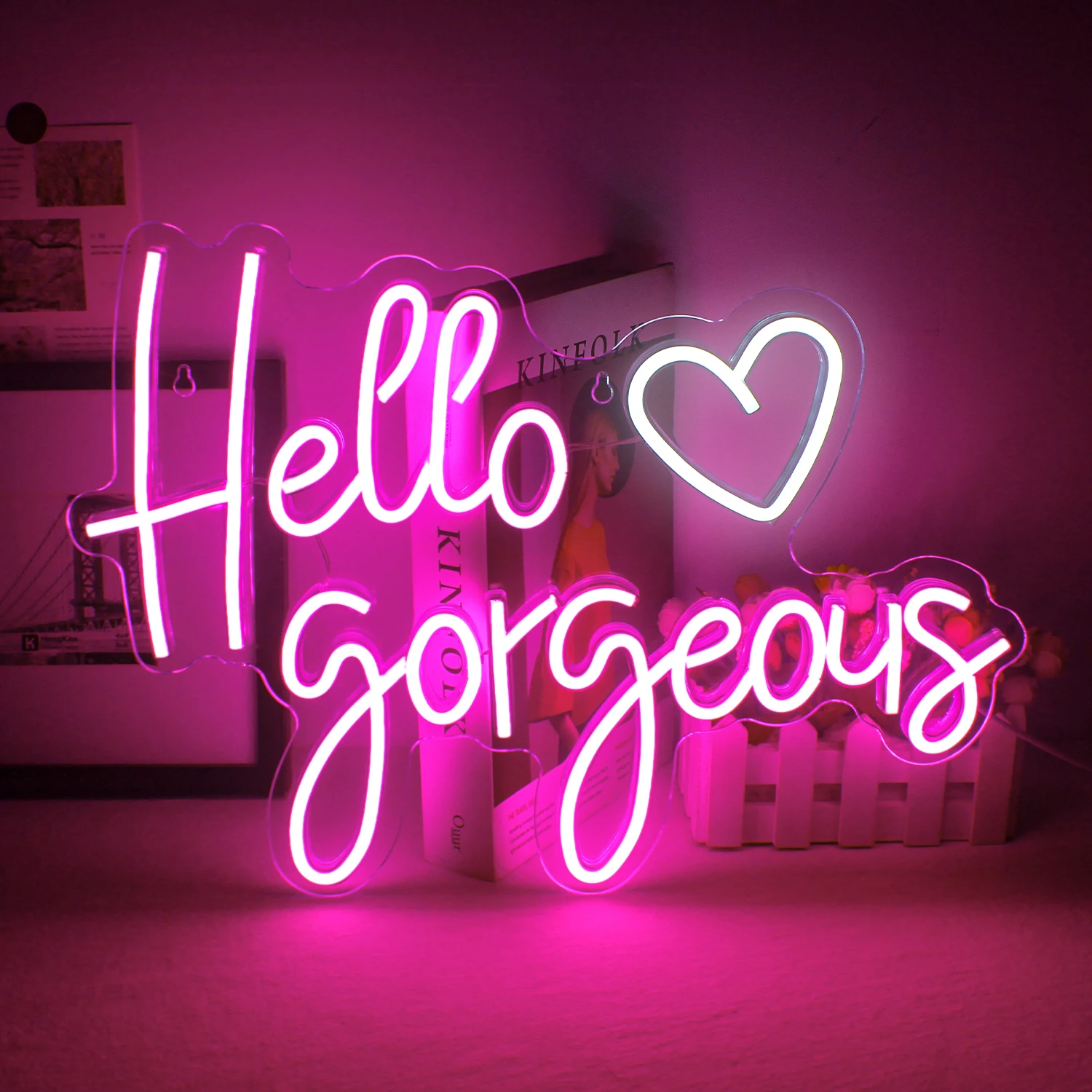 

Hello Gorgeous Neon Led Sign Wedding Party Room Decoration Art Letter USB Neon Wall Lamp For Bedroom Sexy Beauty Salon Shop Logo