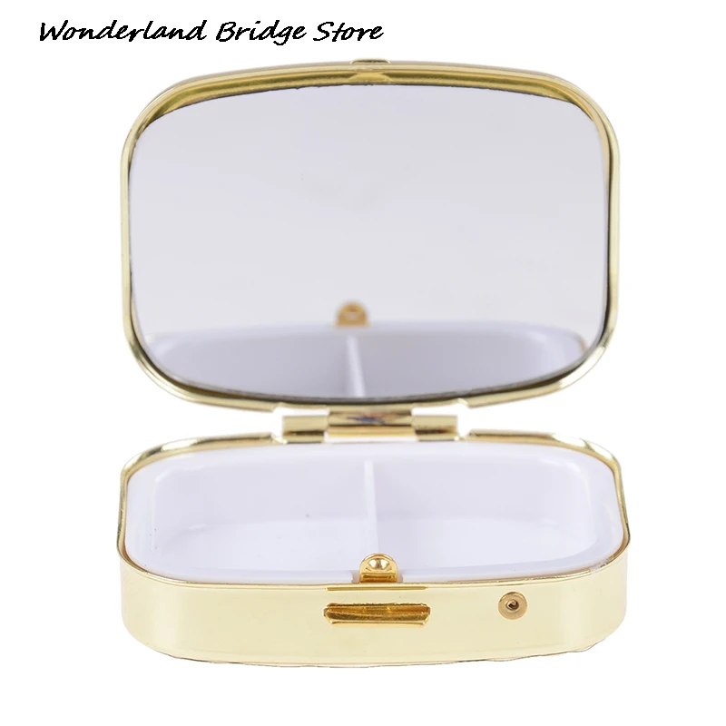Square 2Grid Moistureproof Metal Folding Pill Case Medicine Storage  Container