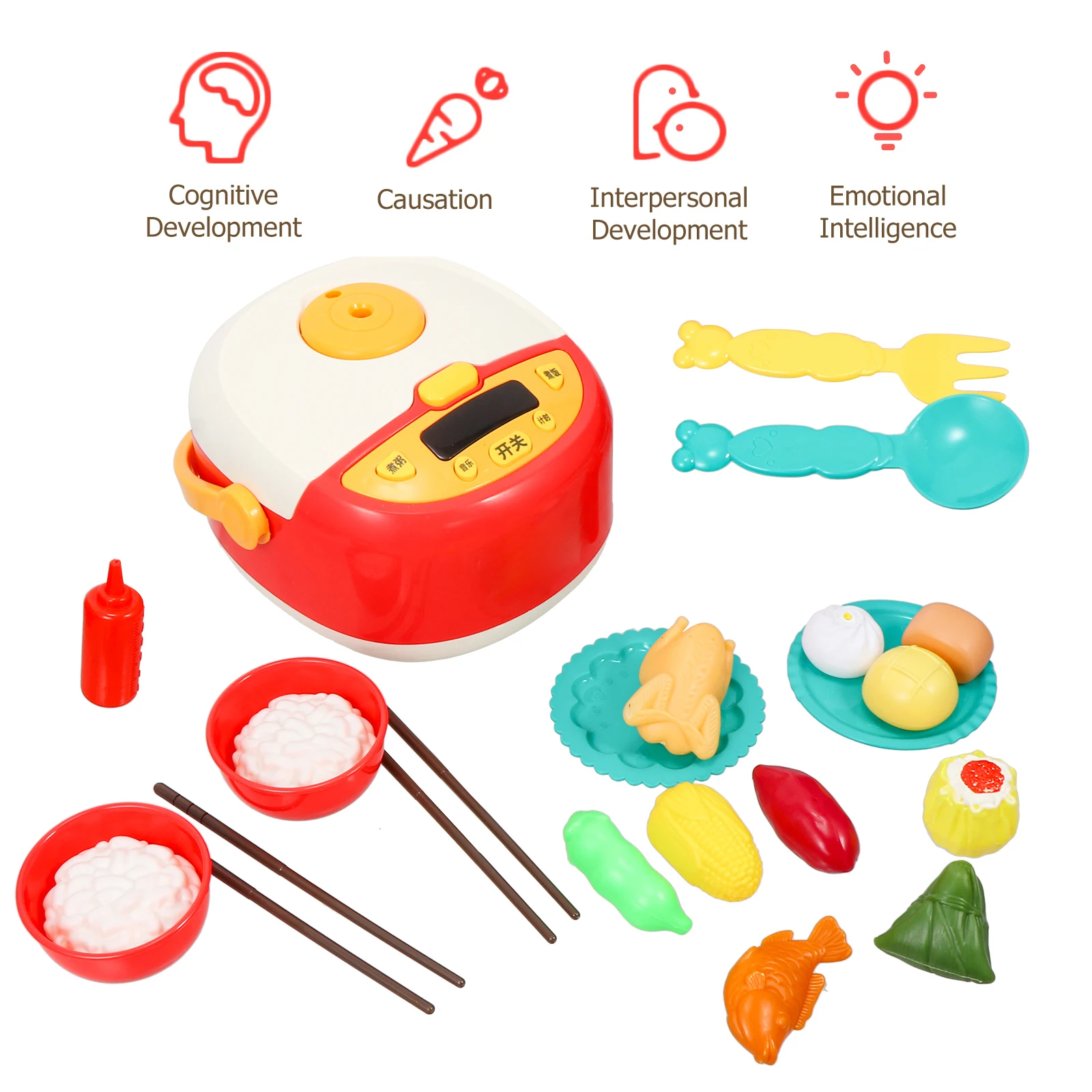 1 set Simulation Kitchen Toy Set Kids Cooking Play Rice Cooker Electronic Early Education Toys Child Fun Interactive