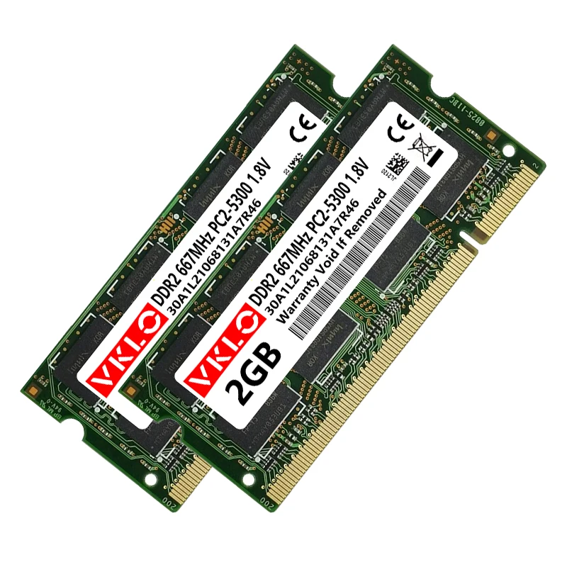 Memórias para laptop DDR2 2GB 4GB Ram PC2 5300 6400 1.2V 200Pin CL6 2RX8 16 chips 533 667 800Mhz Notebook Não-ECC SODIMM Memória Ram