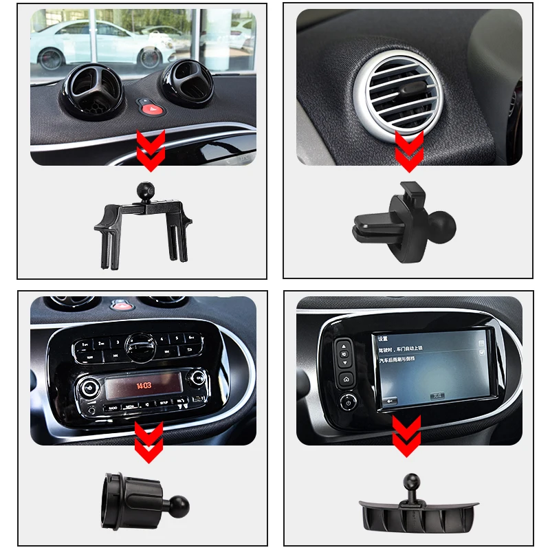 Car Charger Mobile Phone Holder Navigation Bracket For Smart 450 451 453 Fortwo Forfour Car Charging Support Car Accessories