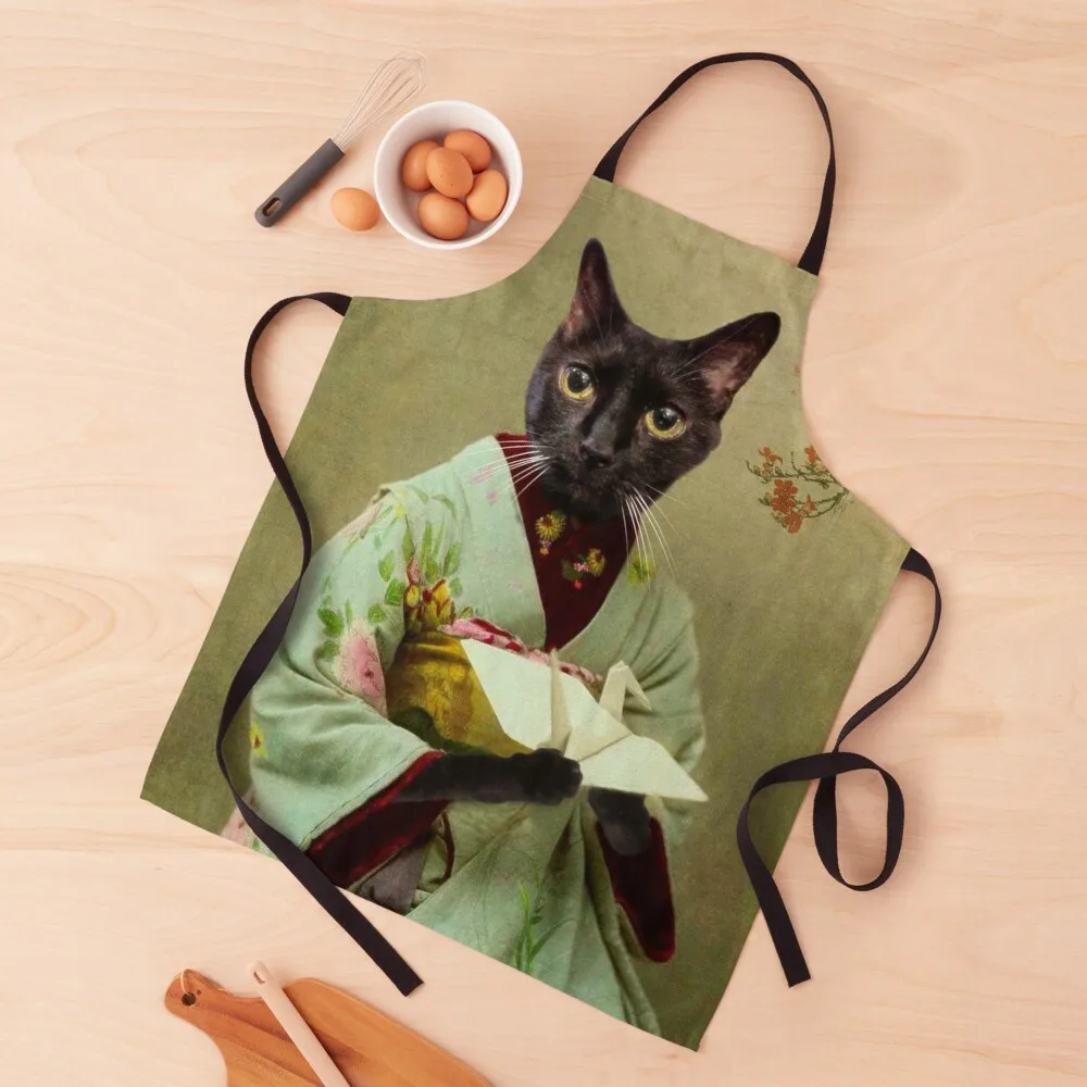 

Mouchan - Black Cat Portrait Apron kitchen wear custom apron woman