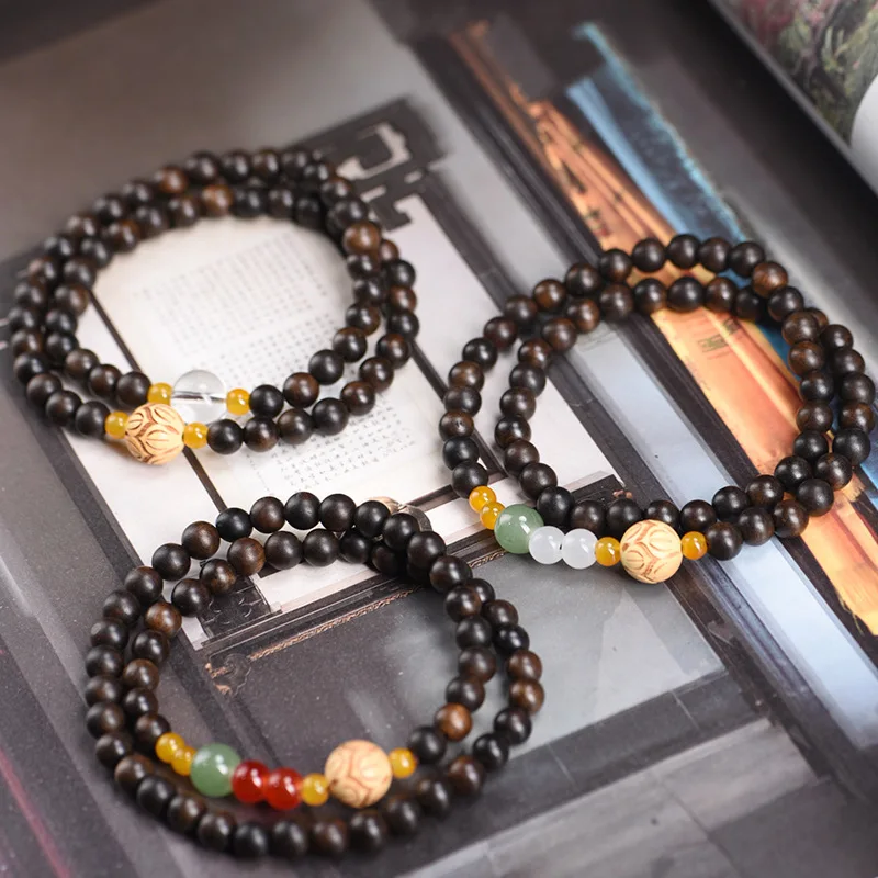 تشن غيباو دائرة مزدوجة سوار ذاتي الصنع مع يد منفصلة للنساء البوذية سبحة صلاة الثقافية سلسلة خشبية لوحة اللعب Wo #1