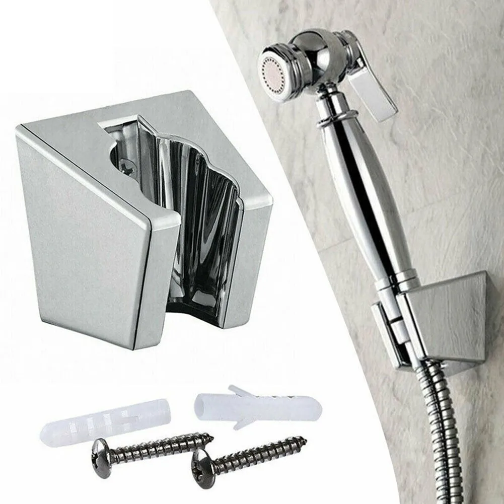 Adjustable Bathroom Shower Holder Head Chrome Wall Mount Bracket Silver Hand Shower Holder Suction Cup Holder Stable Rotation