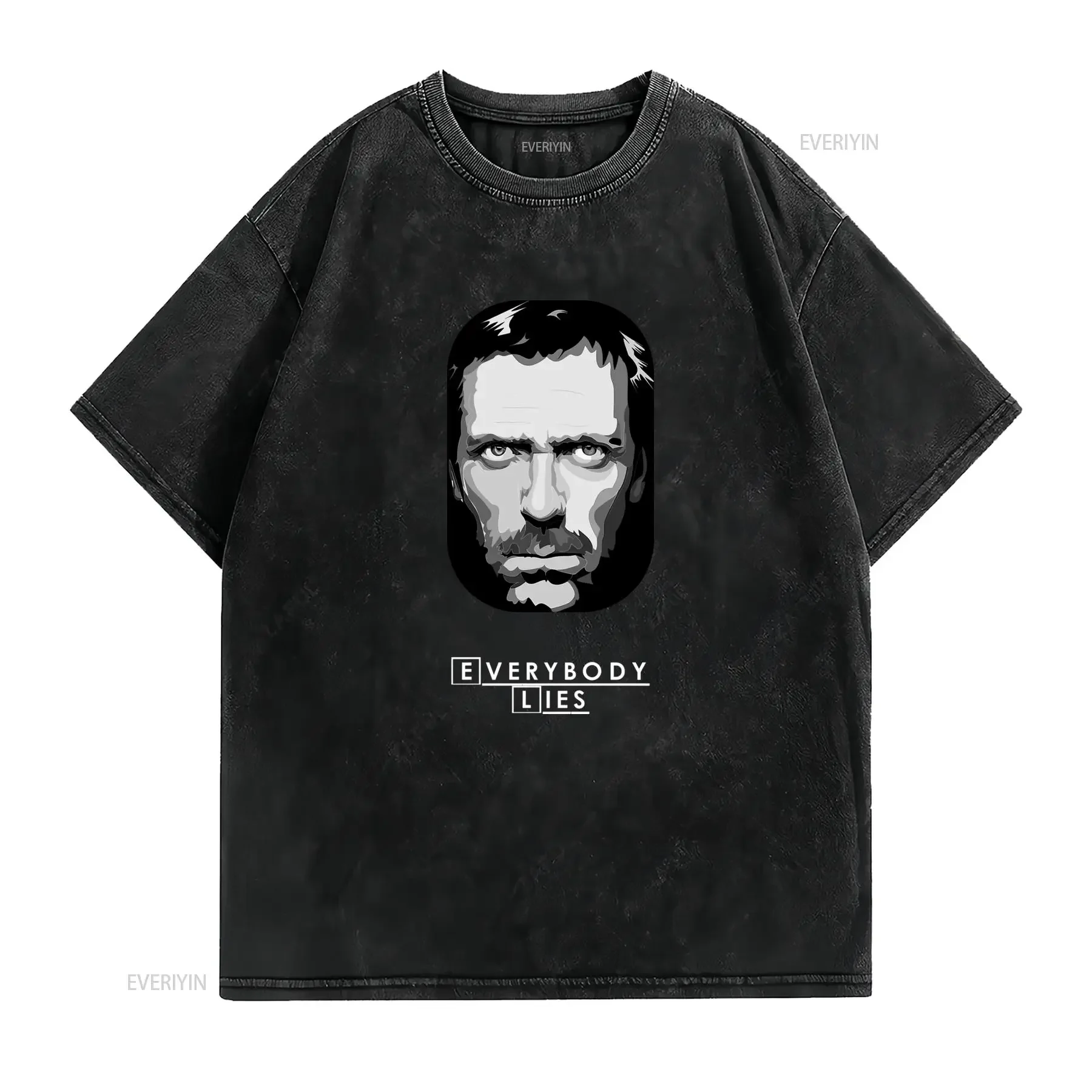 T shirt House M D Everybody Lies Ex Girocollo casual tessuto leggermente elasticizzato vestibilità regolare stampa vintage Soft