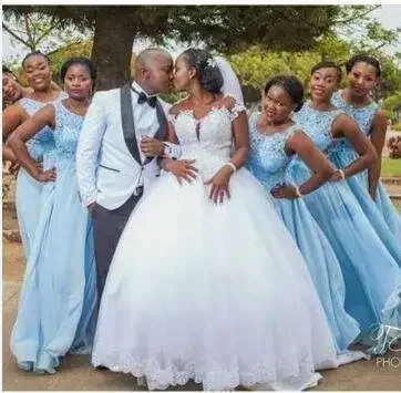 Customized Designers For Black Wedding Dresses Capped Sleeves Ball Gown African Women Customized