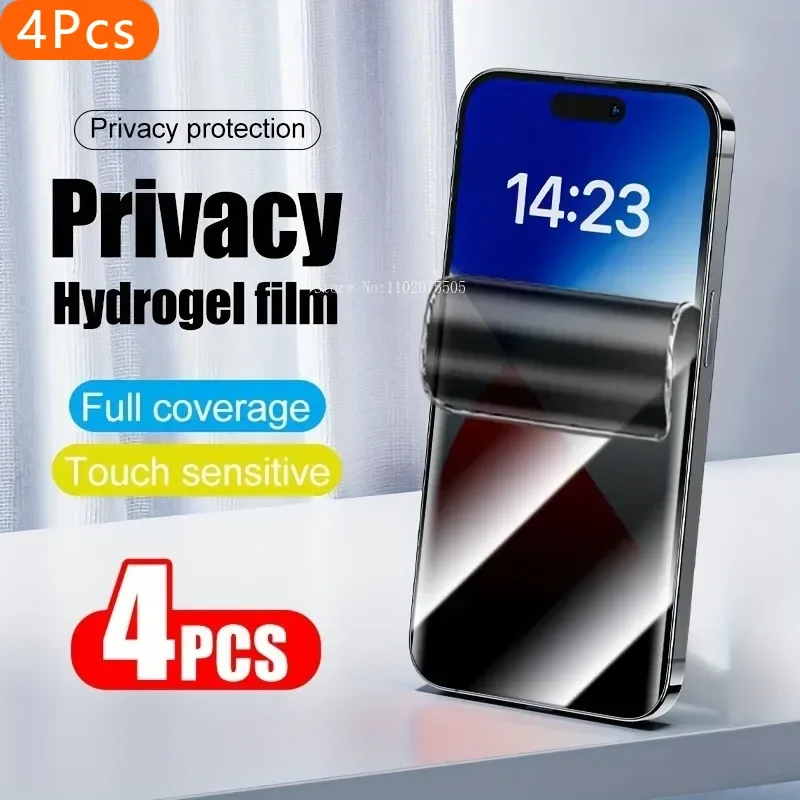 4 sztuki miękkiej w dotyku hydrożelowej folii ochronnej na ekran telefonu do iPhone'a 16 15 14 Pro Max 11 12 13 Pro Mini 6 7 8Plus XR XS Max