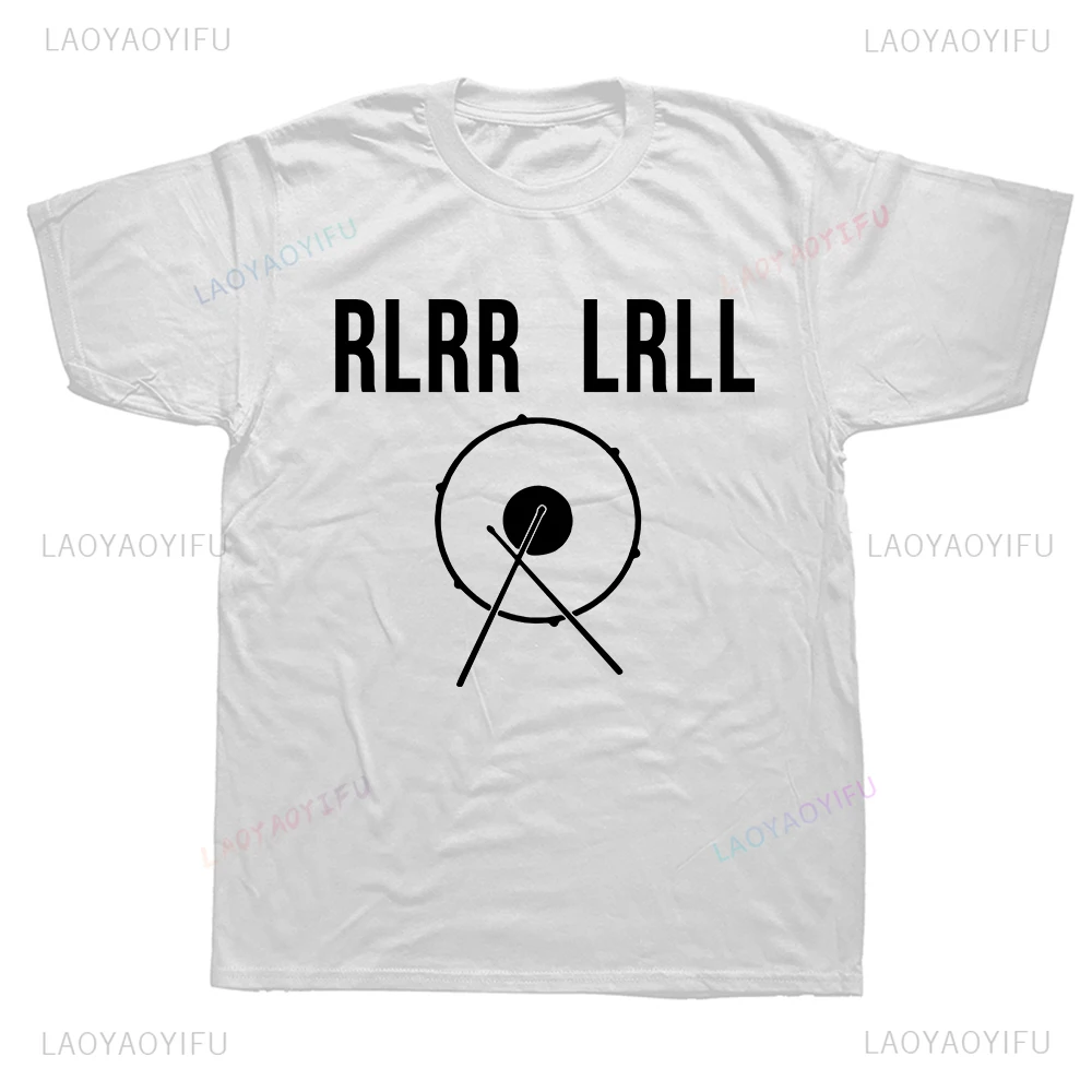 RLRR LRLL Drummer Printed T-SHIRT Drum Band Music Novelty Funny Present Summer Drumming Player T Shirt Hip Hop Casual Man Tees