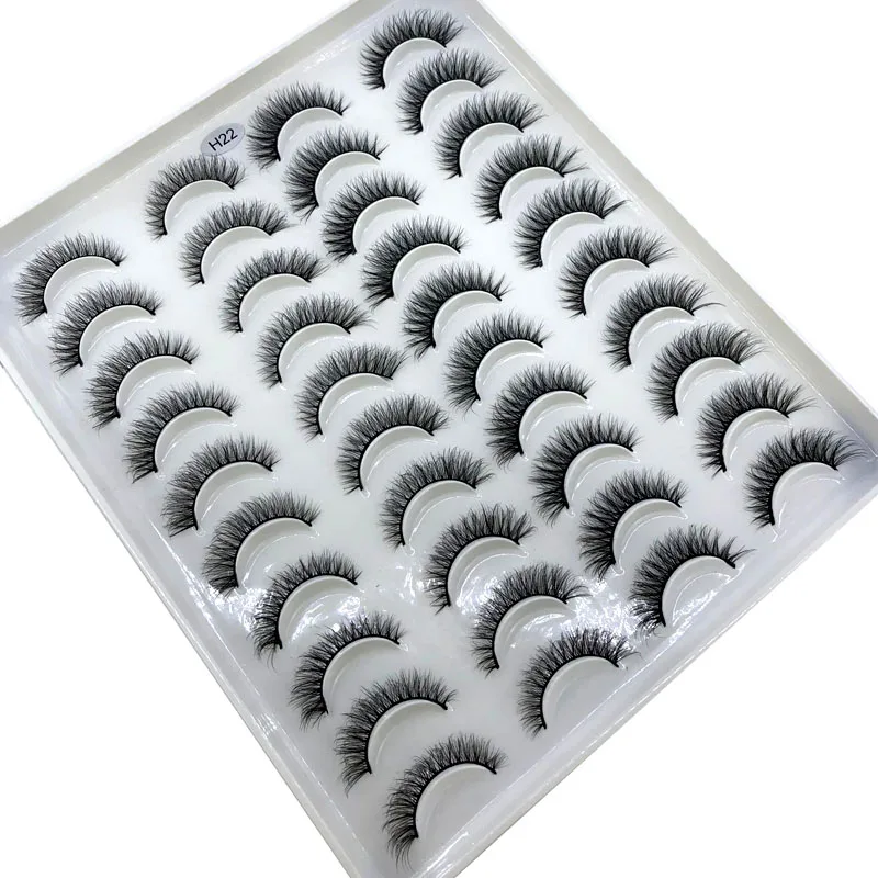20 Pairs 3D Faux Mink Lashes Natural False Eyelashes Dramatic Fluffy Soft Wispy Volume Cross Reusable Eyelash MaKeup Tools