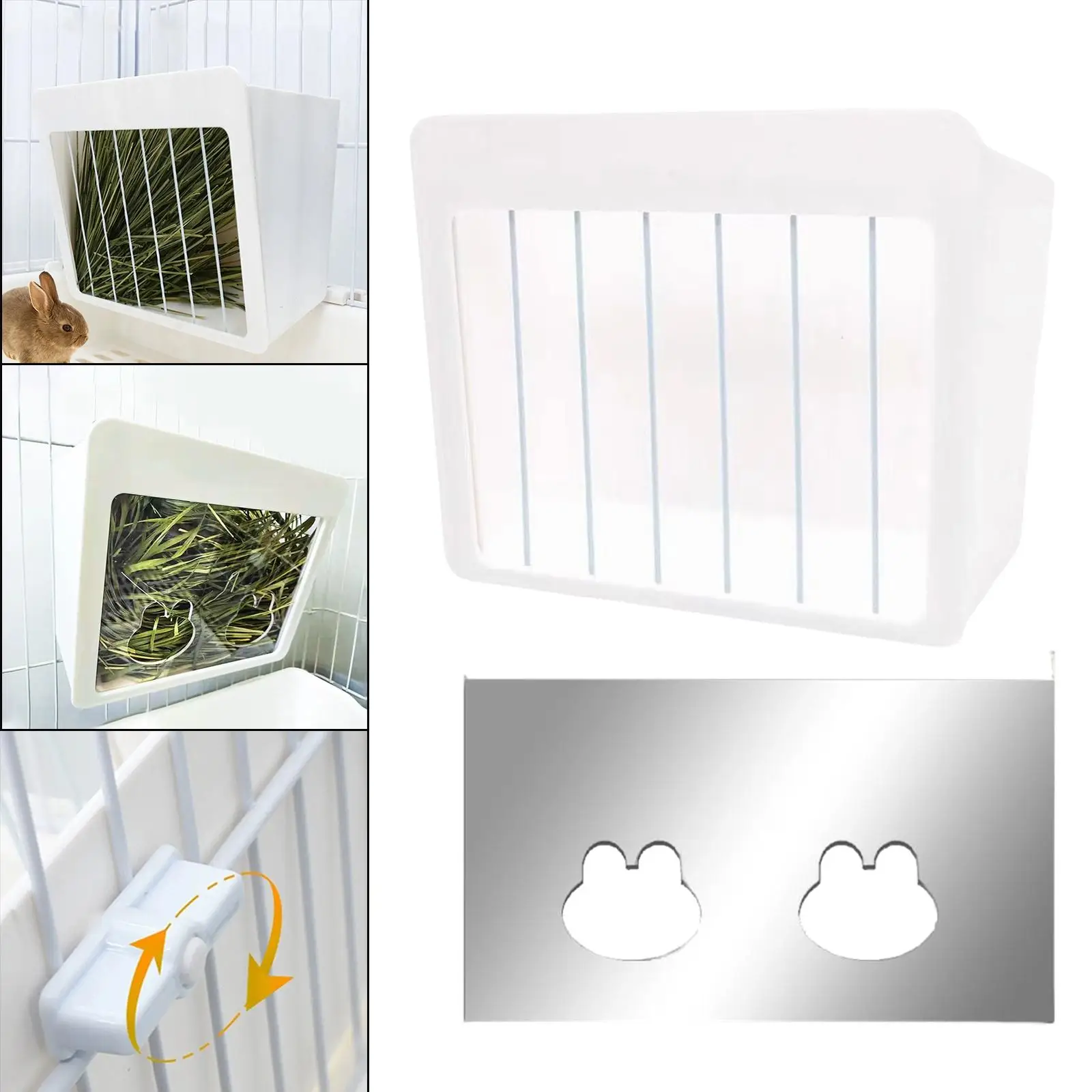 Plastic Hay Feeder Cage Mount Manger Hanging Food Dispenser Hay Rack for Rabbit Guinea Pigs Rodents Hamster Chinchillas