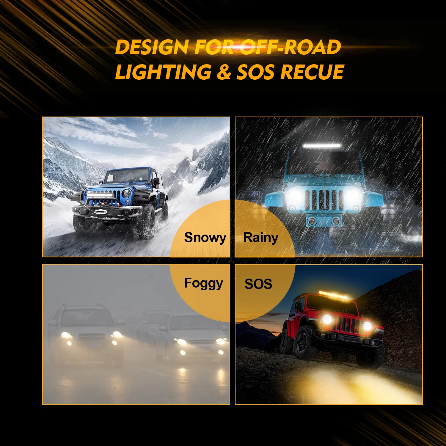 AUXBEAM 12 Inch 300W LED Work Light Bar 6 Modes Amber White  LED Light Pods with Memory Function Off Road Fog Driving Lights