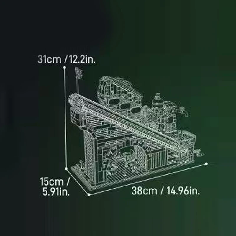 1987PCS Rack-and-pinion Railway House Buildings Sets, City Architecture Modular Buildings Blocks Model Kit, Gift for Adults Kids