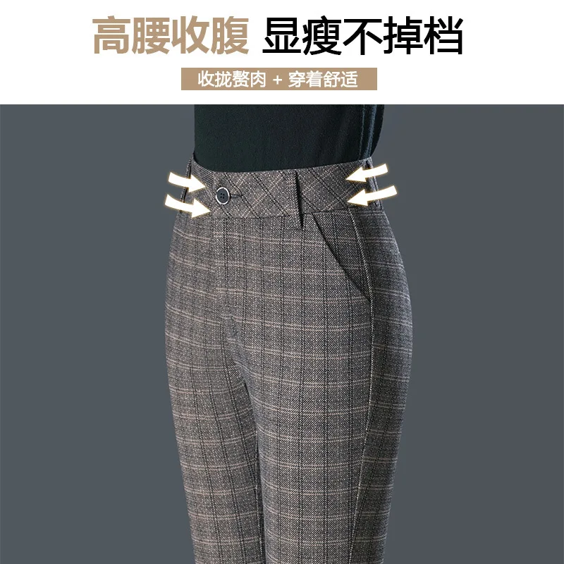 Pantalones acampanados para mujer estilo británico 2025, nuevos pantalones acampanados de lana cálidos y gruesos a la moda para primavera Otoño Invierno