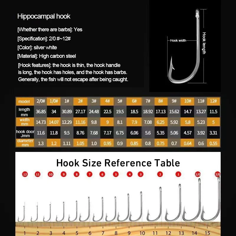 Hameçons de pêche à longue tige avec œillet, gabarit en acier au carbone, crochets barbelé pointus, pêche en eau salée, carpe, outil, 50 pièces