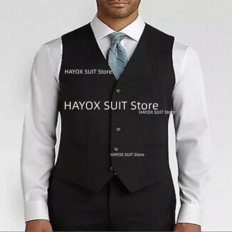 

Black Men's Classic Suit Vest Slim Fit V Neck 5 Button Waistcoat Business Formal Office Wear Men