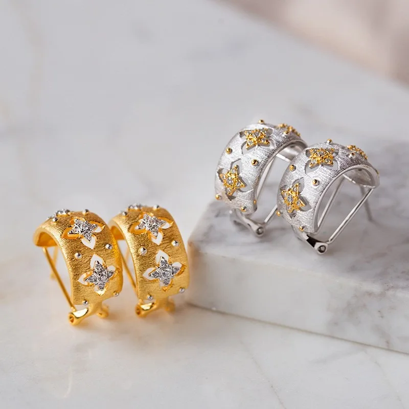 

New in Vintage hight quality wire drawing crystal Earrings for women Light Luxury Fashion stud Earring Party Wedding Jewelry